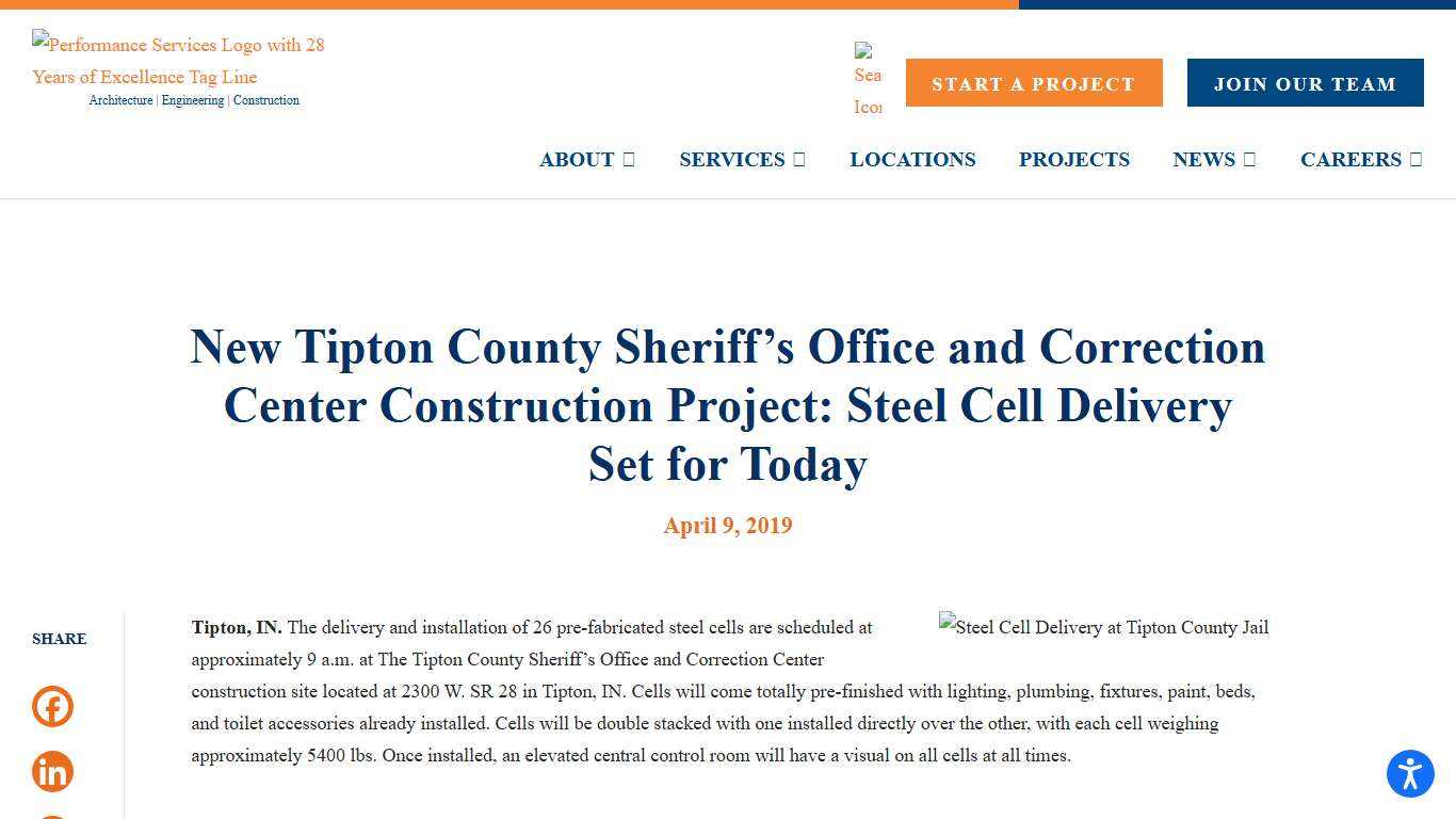 Steel Cell Delivery at Tipton County Jail