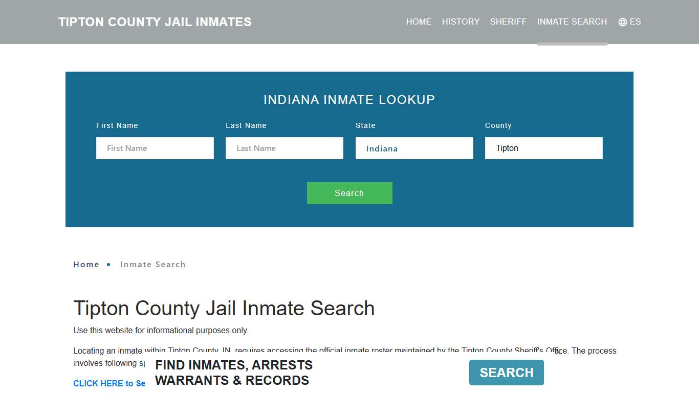 Tipton County, IN Detainee Lookup